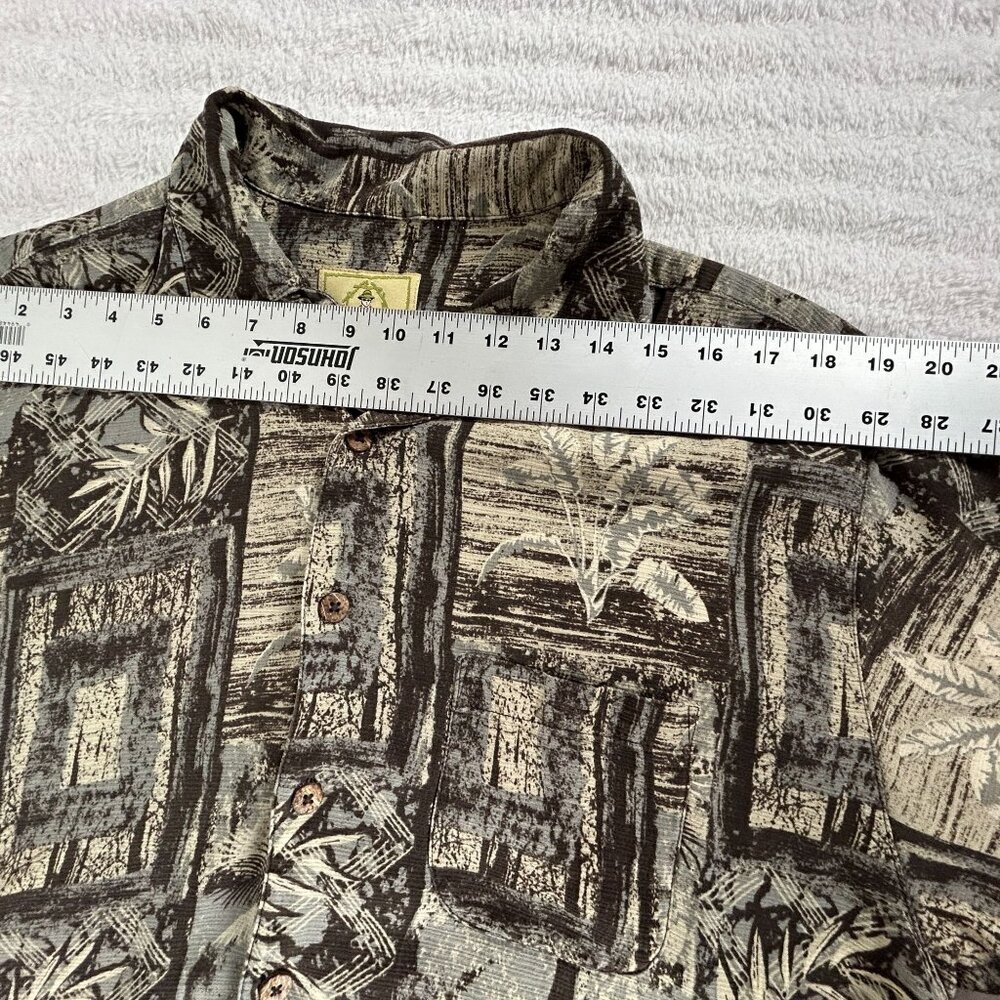 Vintage Dr. Martens Button-Up Silk Hawaiian Shirt Large Abstract Brown Casual View 5